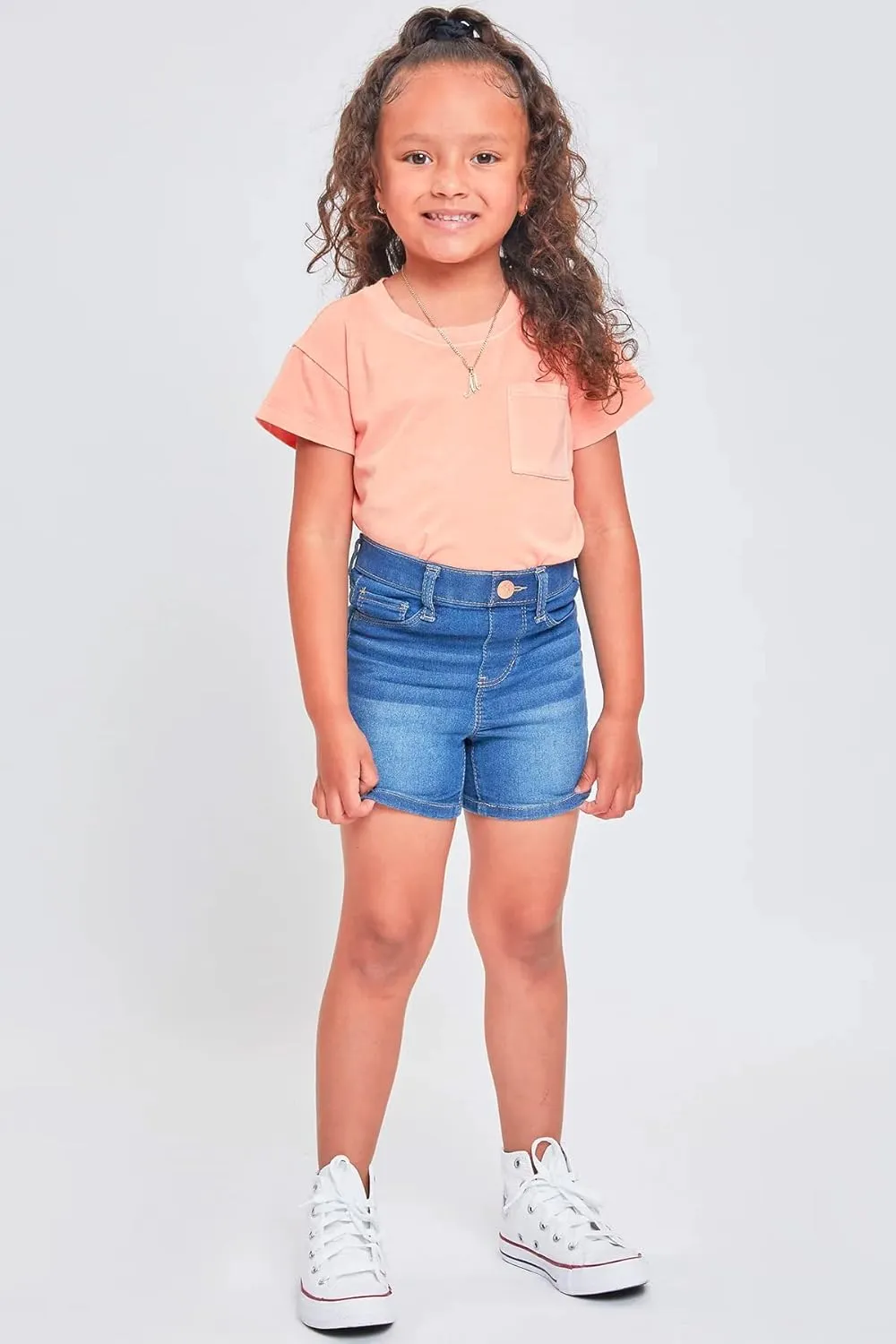 YMI Toddler Girls Mid-Rise Pull on Denim Short