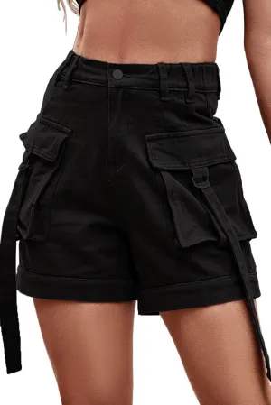 YOCUR Womens Cargo Denim Shorts - Summer Casual Vintage Loose Button Zipper Shorts