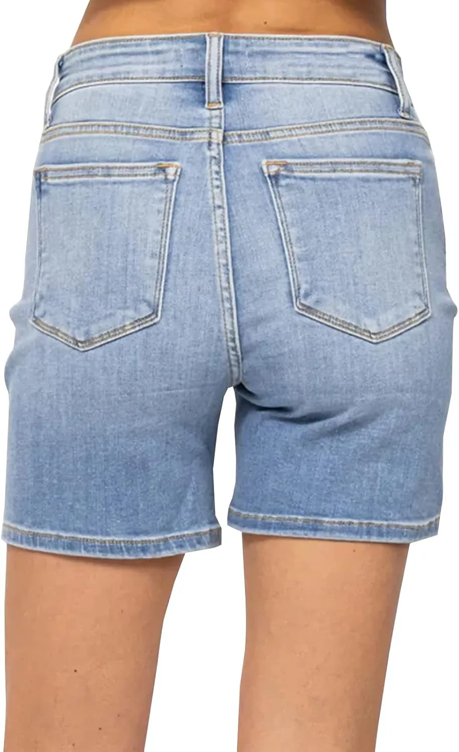 YUZIBAO Women's High Waisted Jean Shorts Slimming Denim Shorts Stretch Relaxed Fit Bermuda Shorts