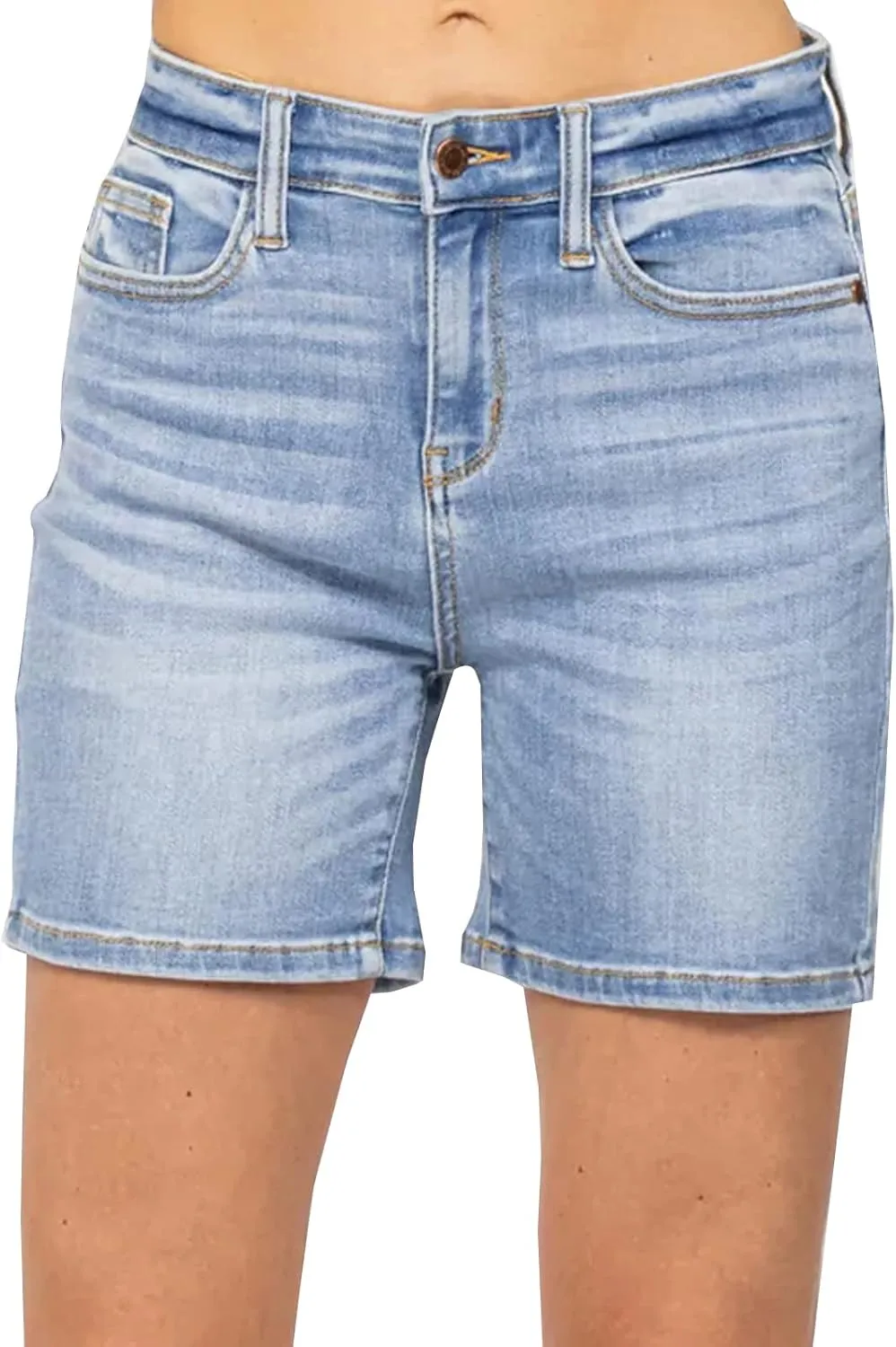 YUZIBAO Women's High Waisted Jean Shorts Slimming Denim Shorts Stretch Relaxed Fit Bermuda Shorts