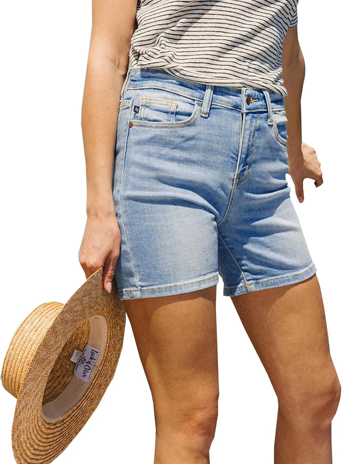 YUZIBAO Women's High Waisted Jean Shorts Slimming Denim Shorts Stretch Relaxed Fit Bermuda Shorts