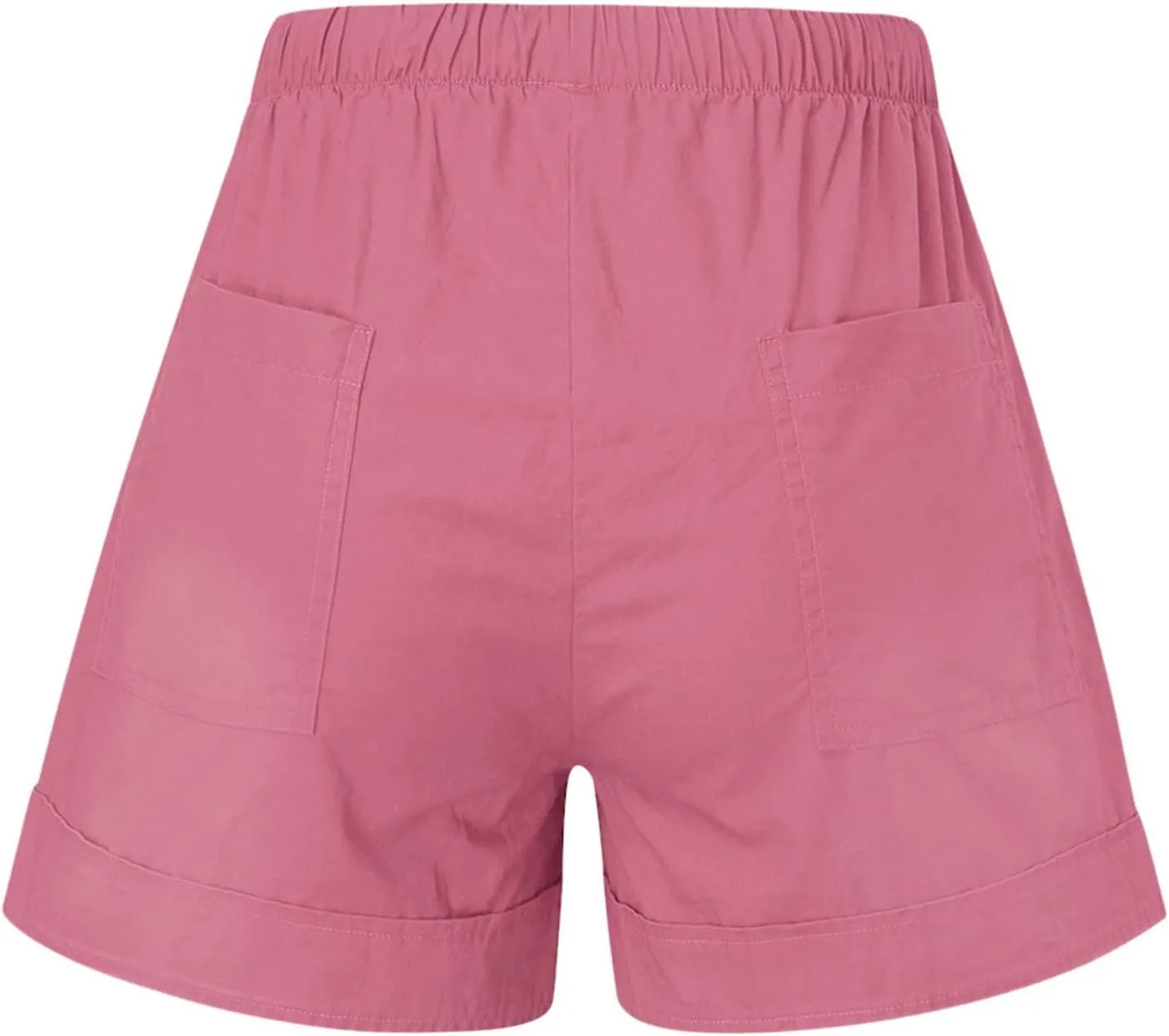 ZDRZK Womens Summer Shorts Plus Size Solid Comfy Drawstring Casual Shorts Elastic Waist Pocket Loose Travel Shorts Pants